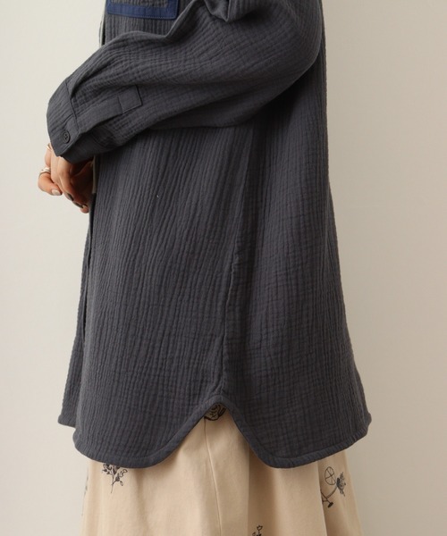 Emago ブラウス シャツ EMAGO 配色パイピングシャツチュニック