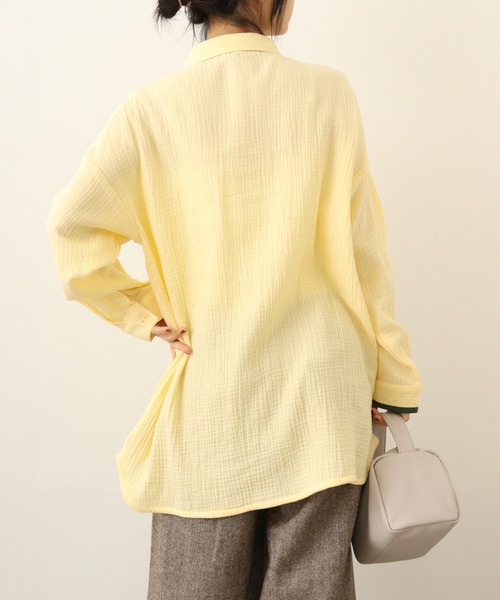 Emago ブラウス シャツ EMAGO 配色パイピングシャツチュニック