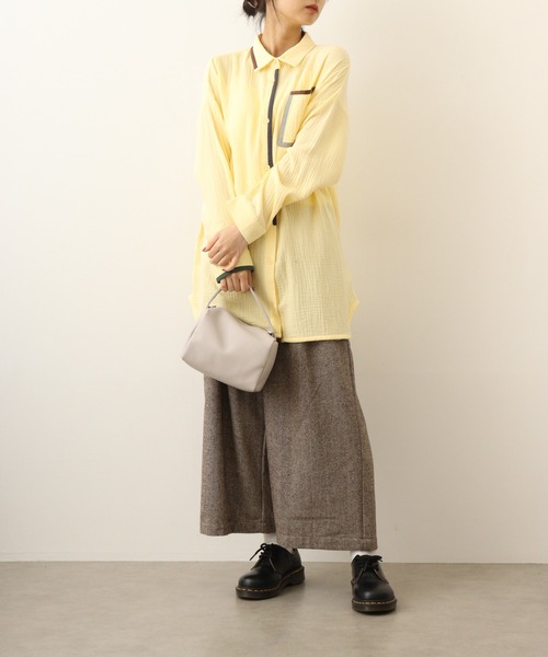 Emago ブラウス シャツ EMAGO 配色パイピングシャツチュニック