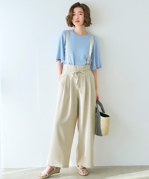 サス付き2WAYワイドパンツ grove パンツ 「2WAY」サス付きワイドパンツ レディース
