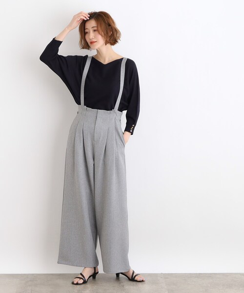 grove パンツ 「2WAY」サス付きワイドパンツ レディース