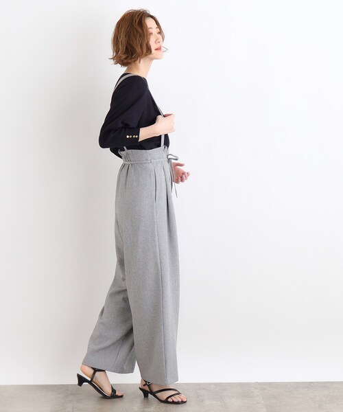 grove パンツ 「2WAY」サス付きワイドパンツ レディース