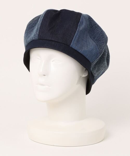 polcadot 帽子 ベレー帽 DENIM PATCH BERET/デニム パッチワーク