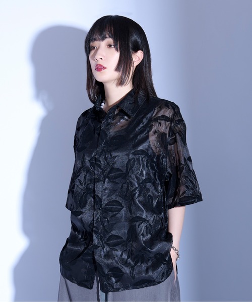 Ellno Loset（エルノロゼット） シャツ フラワーオパールシアーシャツ