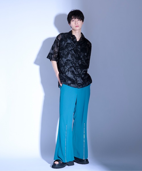 Ellno Loset（エルノロゼット） シャツ フラワーオパールシアーシャツ