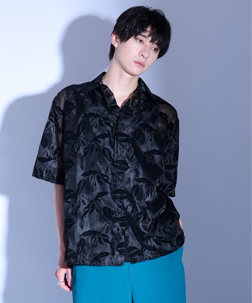 Ellno Loset（エルノロゼット） シャツ フラワーオパールシアーシャツ