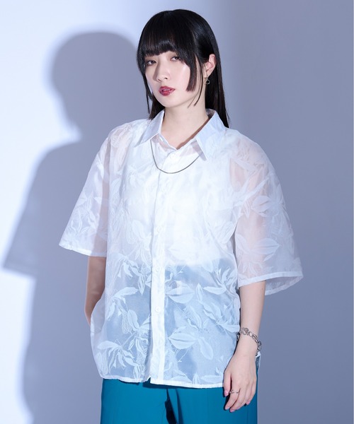 オパール シャツ Ellno Loset（エルノロゼット） シャツ フラワーオパールシアーシャツ