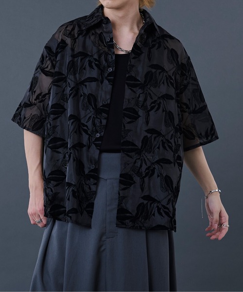 オパール シャツ Ellno Loset（エルノロゼット） シャツ フラワーオパールシアーシャツ