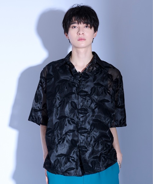 Ellno Loset（エルノロゼット） シャツ フラワーオパールシアーシャツ