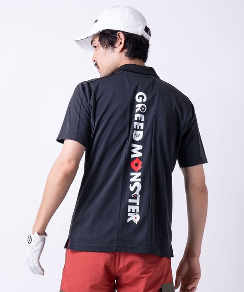 GREED MONSTER ブラック ポロシャツ XLサイズ GREED MONSTER】グリードモンスター Back body panel print ポロシャツ