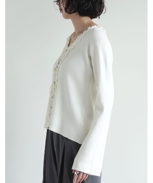 Re:EDIT（リエディ） カーディガン リボンフリルVネックカーディガン