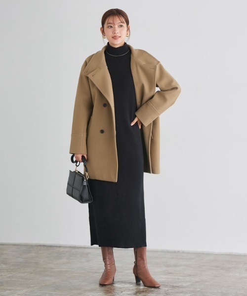 Pierrot（ピエロ） ワンピース スエードタッチベスト×ハイネックニット