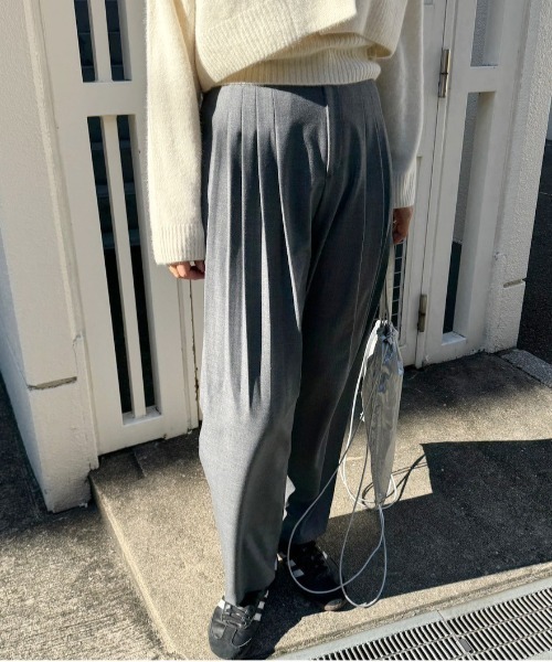 Ameri（アメリ） スラックス パンツ UND WOOL MULTI TUCK PANTS