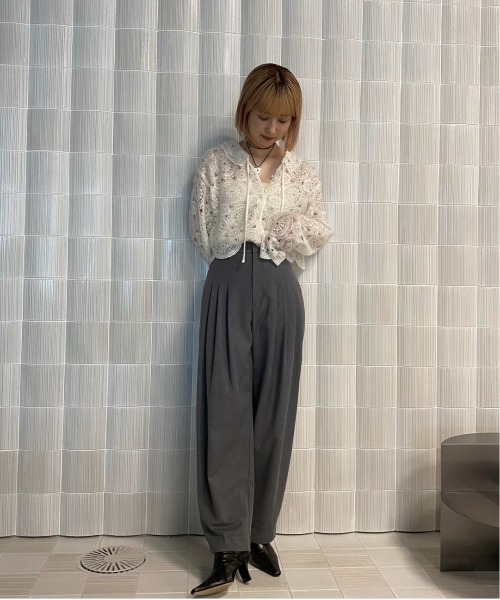 Ameri（アメリ） スラックス パンツ UND WOOL MULTI TUCK PANTS