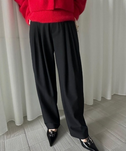 Ameri（アメリ） スラックス パンツ UND WOOL MULTI TUCK PANTS
