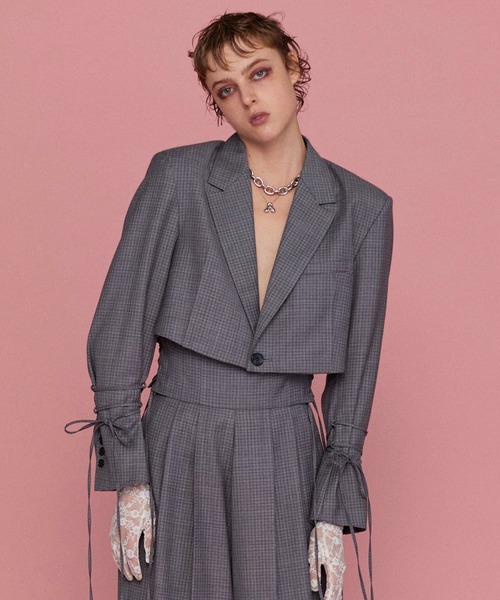 MAISON SPECIAL ショート丈テーラードジャケット ブラック Double Breasted Short Jacket/ダブルブレステッドショート