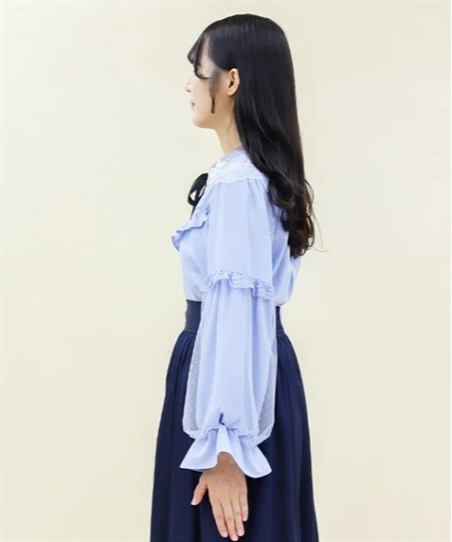 femme麻プリーツ身頃ブラウス tumugu｜aranciato別注 フロントタック裾プリーツコットンサテン