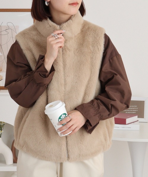 ベスト ジレ je crois soi ニットファーベスト レディース FUNALIVE ベスト ジレ je crois soi ニットファーベスト