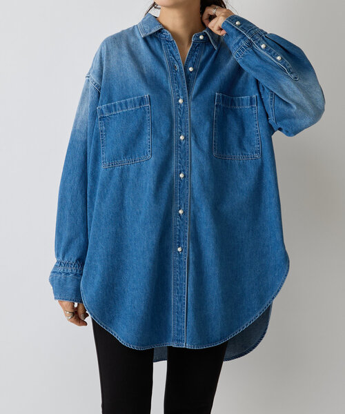 ブラウス シャツ 「FRIPIER」8.5OZ デニムパールボタンシャツ レディース