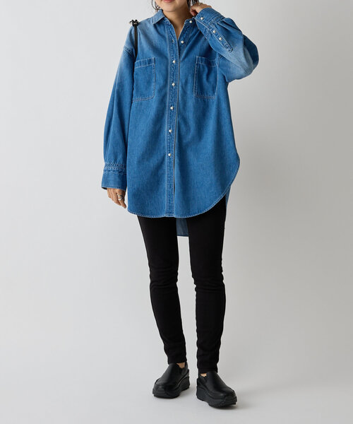 ブラウス シャツ 「FRIPIER」8.5OZ デニムパールボタンシャツ レディース