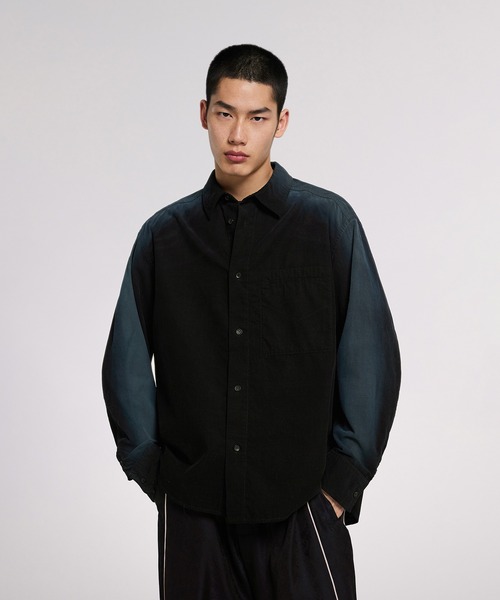 ブラウス シャツ Spray-printed Fine Corduroy Shirt / プリントカラースシャツ レディース