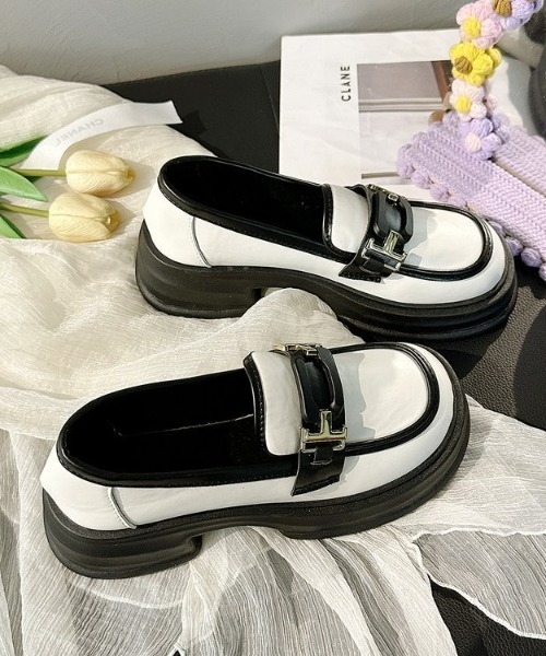 ローファー スクエアトゥビット厚底ローファー レディース : ZOZOTOWN