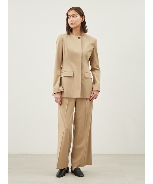 Mila Owen SET UPスペンサー丈ノーカラーW釦ジャケット 新品 BK