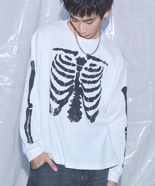 グラフィック サーマル　長袖 tシャツ ボーングラフィックサーマルロングスリーブTシャツ「UNISEX