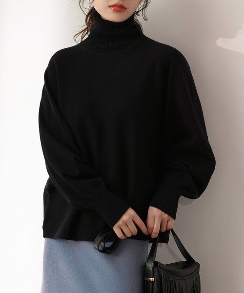 「SAISON DE PAPILLON」 ドルマンスリーブニット M ブラック レディース_画像6