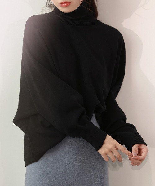 「SAISON DE PAPILLON」 ドルマンスリーブニット M ブラック レディース_画像8