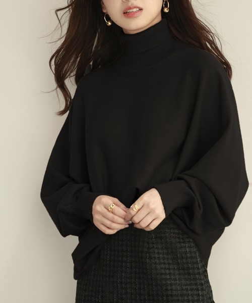 「SAISON DE PAPILLON」 ドルマンスリーブニット M ブラック レディース_画像9