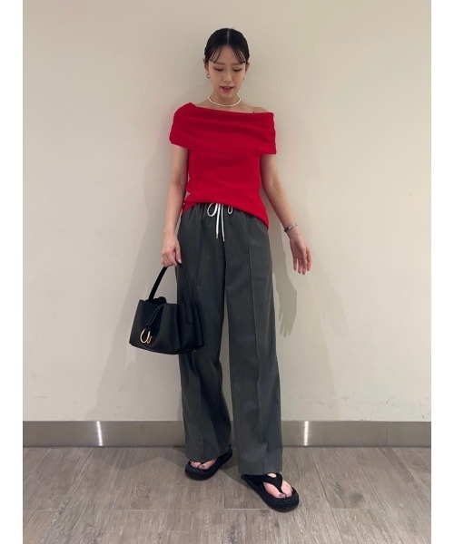 Mila Owen パンツ サイドラインジャージライクパンツ レディース