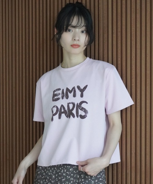 人気が高い tシャツ istoire eimy ペンキ風ロゴEIMY Tシャツ PARIS トップス