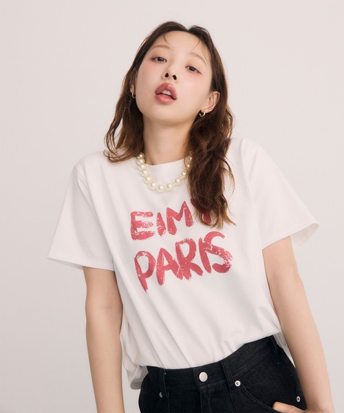美品　EIMY PARIS Tシャツ eimy istoire tシャツ ペンキ風ロゴEIMY PARIS Tシャツ