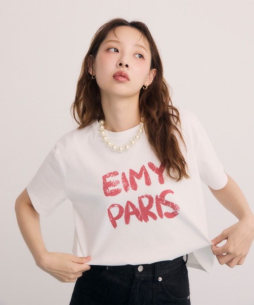 エイミーイストワール eimy istoire ペンキ風ロゴEIMY PARIS Tシャツ （WHITE） eimy istoire tシャツ ペンキ風ロゴEIMY PARIS Tシャツ