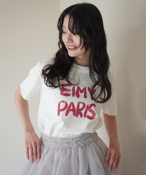 tシャツ ペンキ風ロゴEIMY PARIS Tシャツ レディース ペンキ風ロゴEIMY PARIS Tシャツ（カットソー/Tシャツ）｜eimy