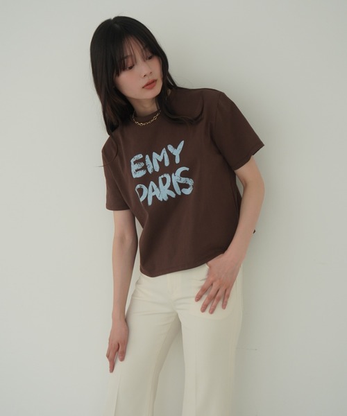 EIMY ISTOIRE（エイミーイストワール） tシャツ 半袖 ペンキ風ロゴEIMY