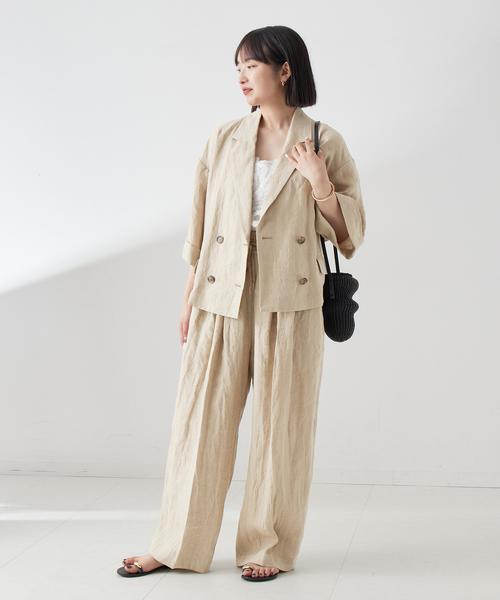 L'ESSAGE へンプリネンワイドイージーパンツ ベージュ 38 journal standard L'essage パンツ ヘンプリネンワイドイージー