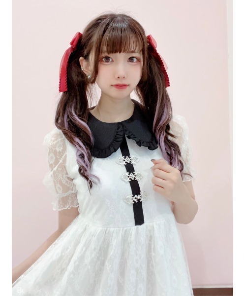 Ank Rouge ワンピース 半袖 白 肩開きギンガムシャツワンピース - Ank Rouge(アンクルージュ)の