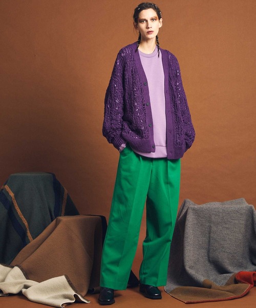 MAISON SPECIAL カーディガン(size 1) SALE】Prime-Over Sheer Border V-Neck Knit Cardigan