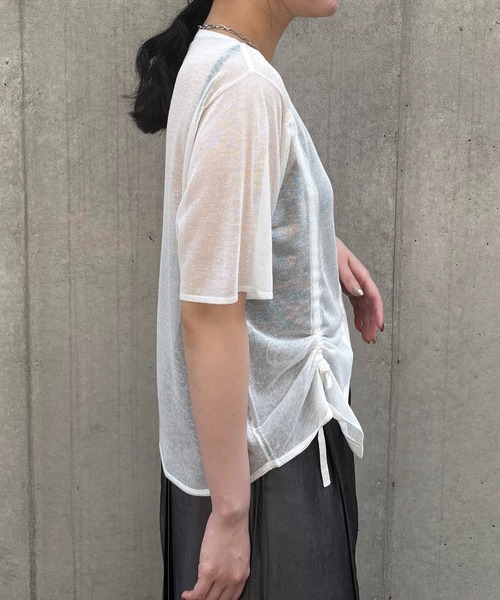 カーディガン 「＆g'aime」シアーシャーリングカーディガン　Sheer Shirring Cardigan レディース &g'aime】シアーシャーリングカーディガン Sheer Shirring