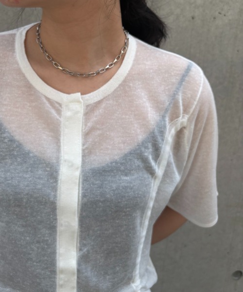 カーディガン 「＆g'aime」シアーシャーリングカーディガン　Sheer Shirring Cardigan レディース &g'aime】シアーシャーリングカーディガン Sheer Shirring