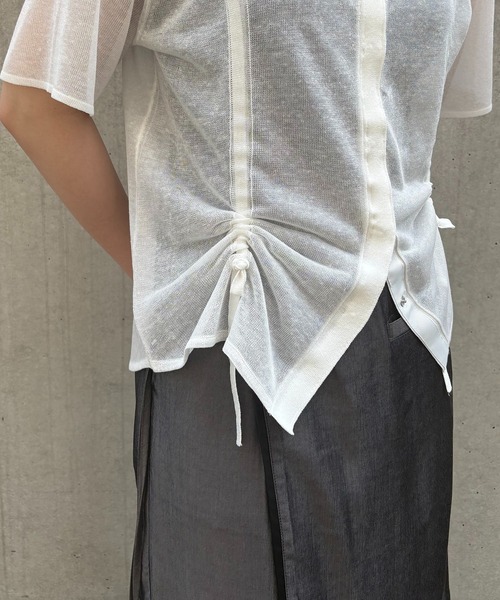 カーディガン 「＆g'aime」シアーシャーリングカーディガン　Sheer Shirring Cardigan レディース &g'aime】シアーシャーリングカーディガン Sheer Shirring
