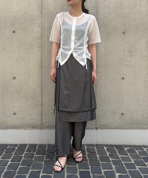 カーディガン 「＆g'aime」シアーシャーリングカーディガン　Sheer Shirring Cardigan レディース &g'aime】シアーシャーリングカーディガン Sheer Shirring