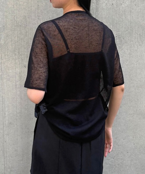 カーディガン 「＆g'aime」シアーシャーリングカーディガン　Sheer Shirring Cardigan レディース &g'aime】シアーシャーリングカーディガン Sheer Shirring