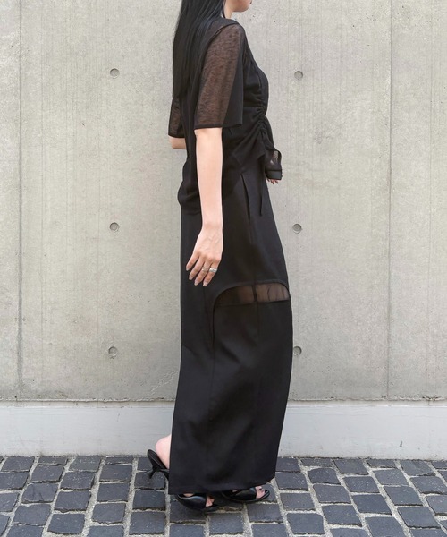 カーディガン 「＆g'aime」シアーシャーリングカーディガン　Sheer Shirring Cardigan レディース &g'aime】シアーシャーリングカーディガン Sheer Shirring
