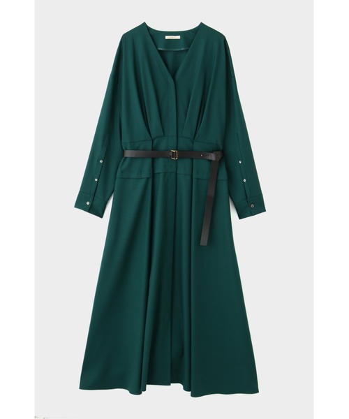 【美品】LE PHILルフィル ワンピース ベルテッドドレス ネイビー　S ルフィル ワンピース ベルテッドドレス 紺 ネイビー ロング