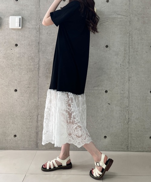 グラマラスジェーンのワンピース GLAMOROUS JANE ワンピース レース切替Tシャツワンピース