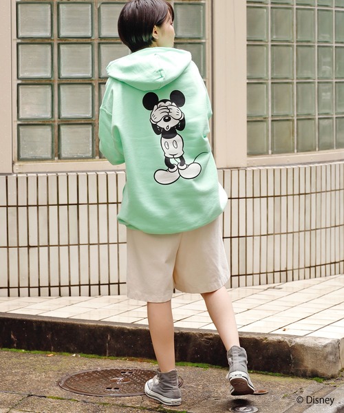 「MICKEY MOUSE」 プルオーバーパーカー「ROOPTOKYOコラボ」 X-LARGE ミント レディース_画像5