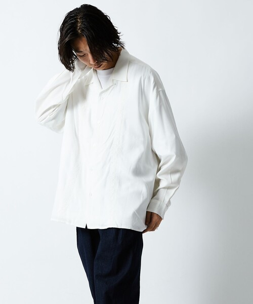FREAK’S STORE◆長袖シャツ/FREE/コットン/WHT/1100248902148 FREAK'S STORE 「FREAK'S STORE」 長袖シャツ MEDIUM ブラウン